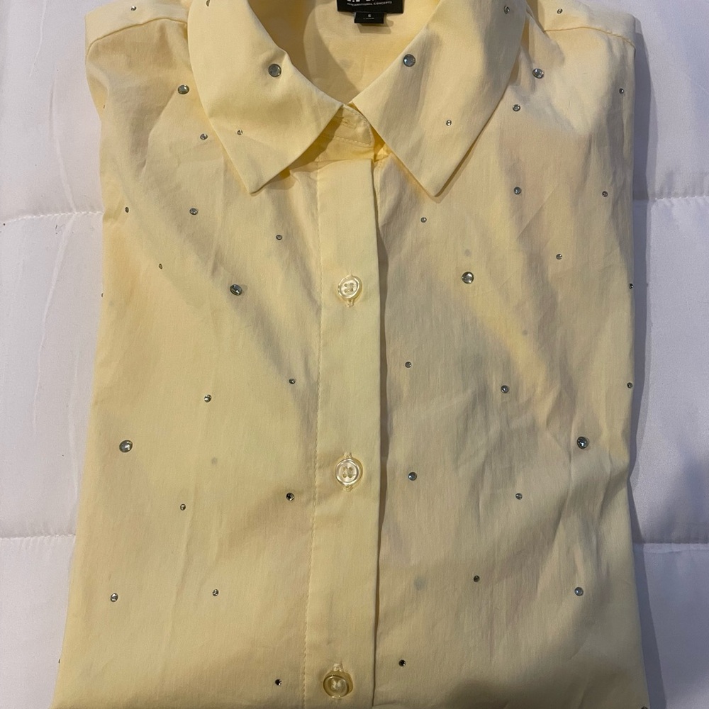 INC International Concepts Yellow Studded Woman’s Blouse